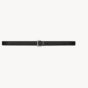 SAINT LAURENT Cassandre Thin Belt Square Buckle – Size 75 – Silver – Brand New